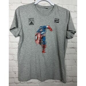 Adidas Marvel Comics Captain America gray short sleeve shirt,‎ sz S